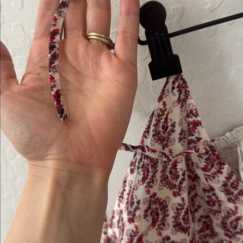 American Eagle Berry Red Purple Boho Button Down Side Tie MIDI Dress XS FLAW - Picture 5 of 5